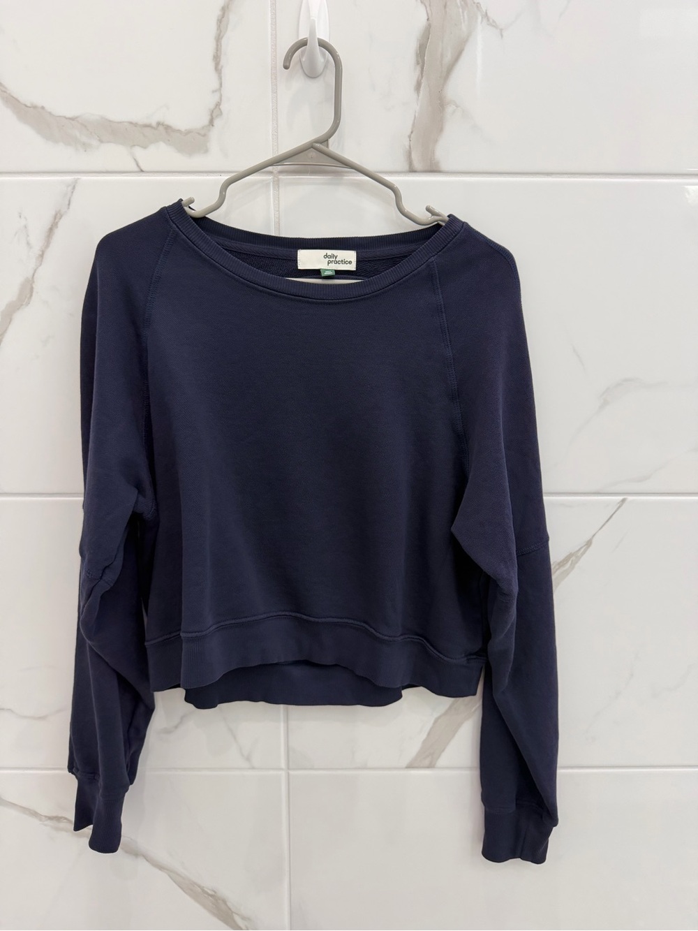 Anthropologie/Daily Practice Navy Cropped —Open-Backed Sweatshirt - Women's